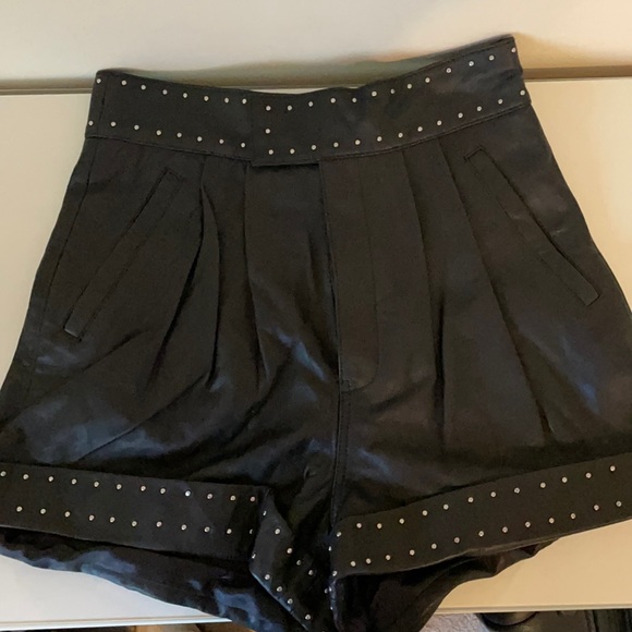 The Kooples Pants - The Kooples Black Leather High Waisted Shorts